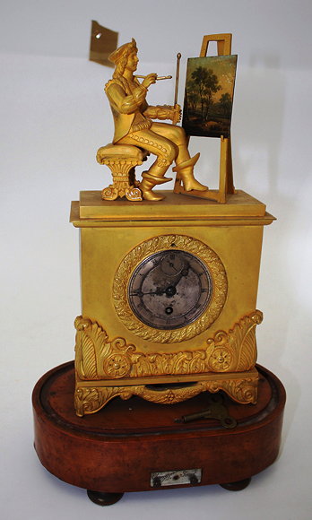 Appraisal: A TH CENTURY CONTINENTAL GILT METAL CASED MANTLE TIMEPIECE OR