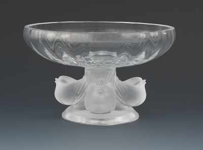 Appraisal: A Signed Lalique Dampierre Sparrow Crystal Dish Optical bowl raised