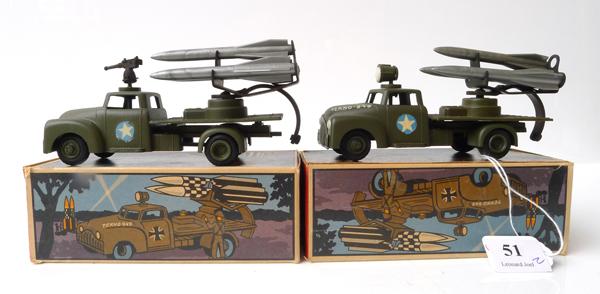 Appraisal: TWO TEKNO DENMARK MODELS ARMY TRUCK ROCKETS ONE WITH 'TEKNO