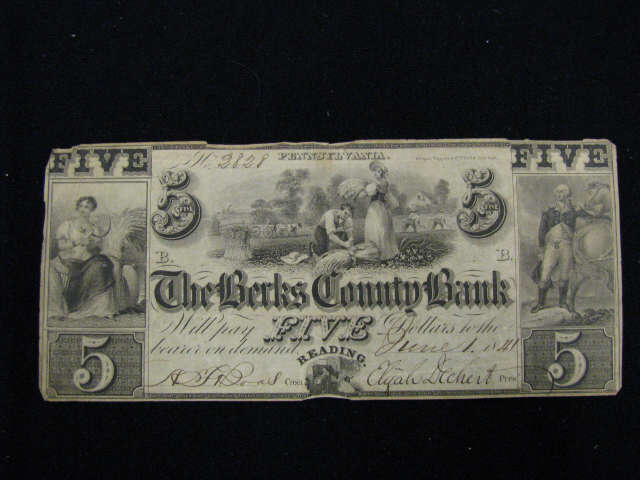 Appraisal: Berks County Bank Note Reading Pennsylvania