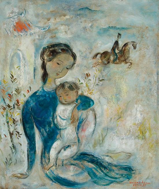 Appraisal: VU CAO DAM French - Mother and Child oil on