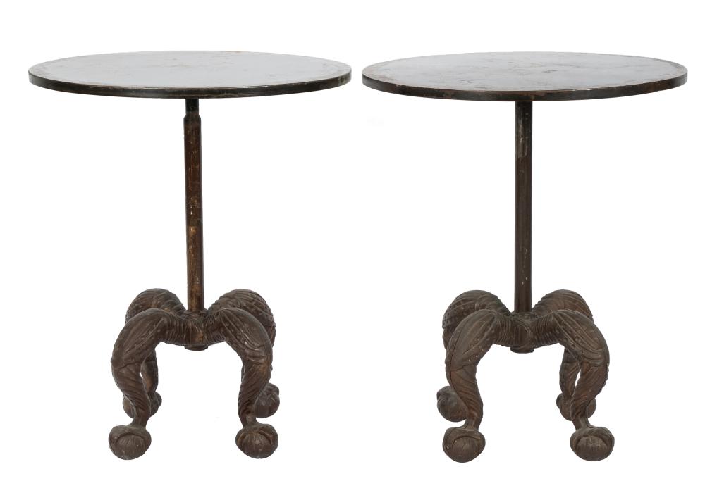 Appraisal: PAIR OF BLACKMAN CRUZ IRON TABLESeach with round top on