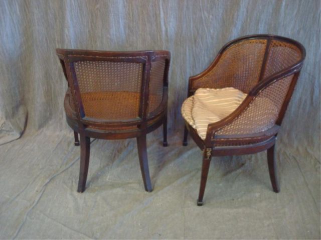 Appraisal: Pair caned bergeres w gilt metal mounts Property from Chappaqua