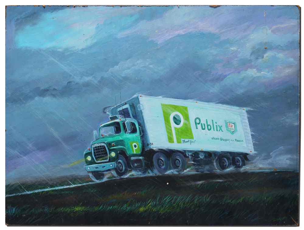 Appraisal: ROBE Jim American th Century ''Publix Transport Truck'' Oil Board