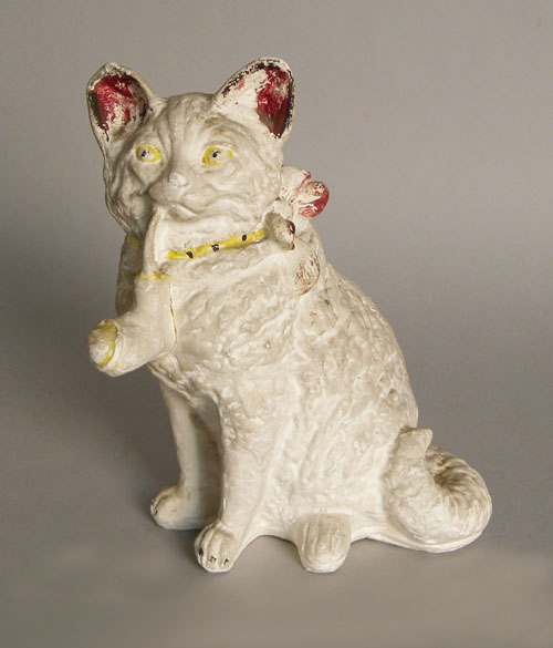 Appraisal: Chalk figure of a cat smoking a pipe h