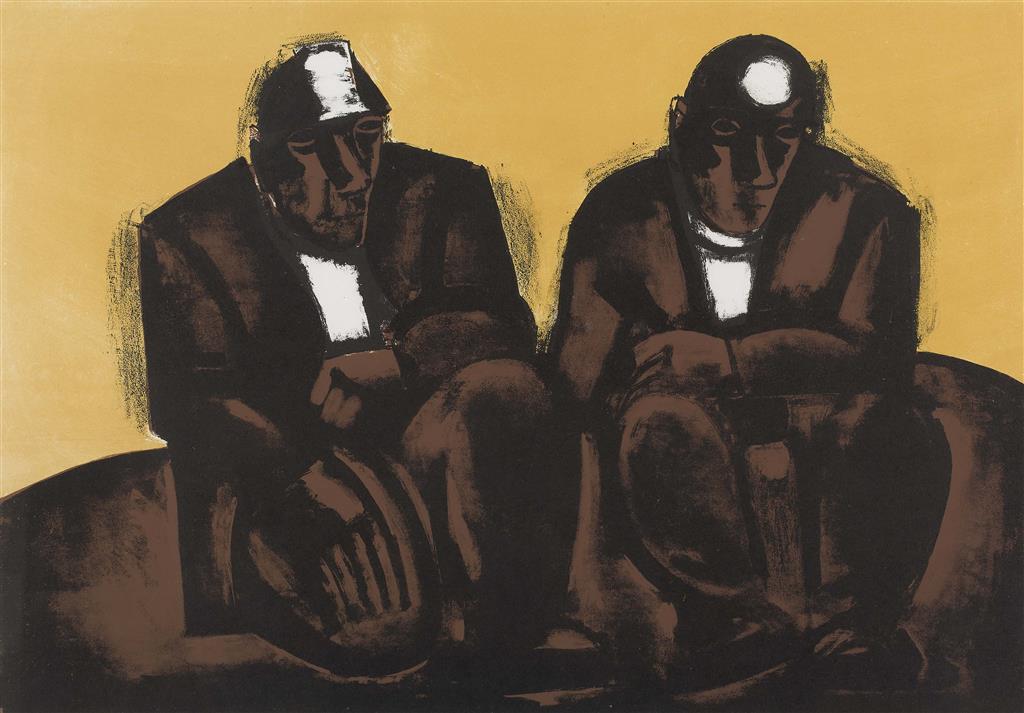 Appraisal: JOSEF HERMAN O B E POLISH - THE MINERS Signed