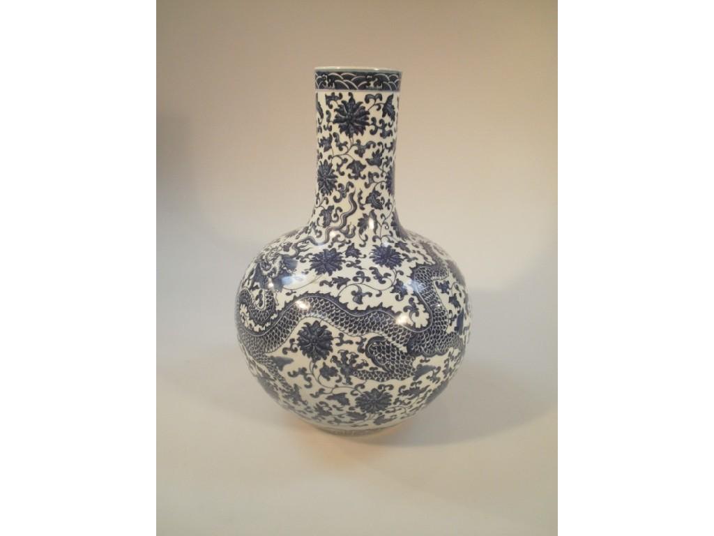 Appraisal: A large Chinese porcelain blue and white baluster vase decorated