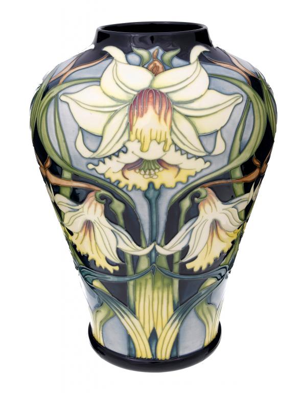 Appraisal: A MOORCROFT DAFFODILS VASE DESIGNED BY RACHEL BISHOP cm h