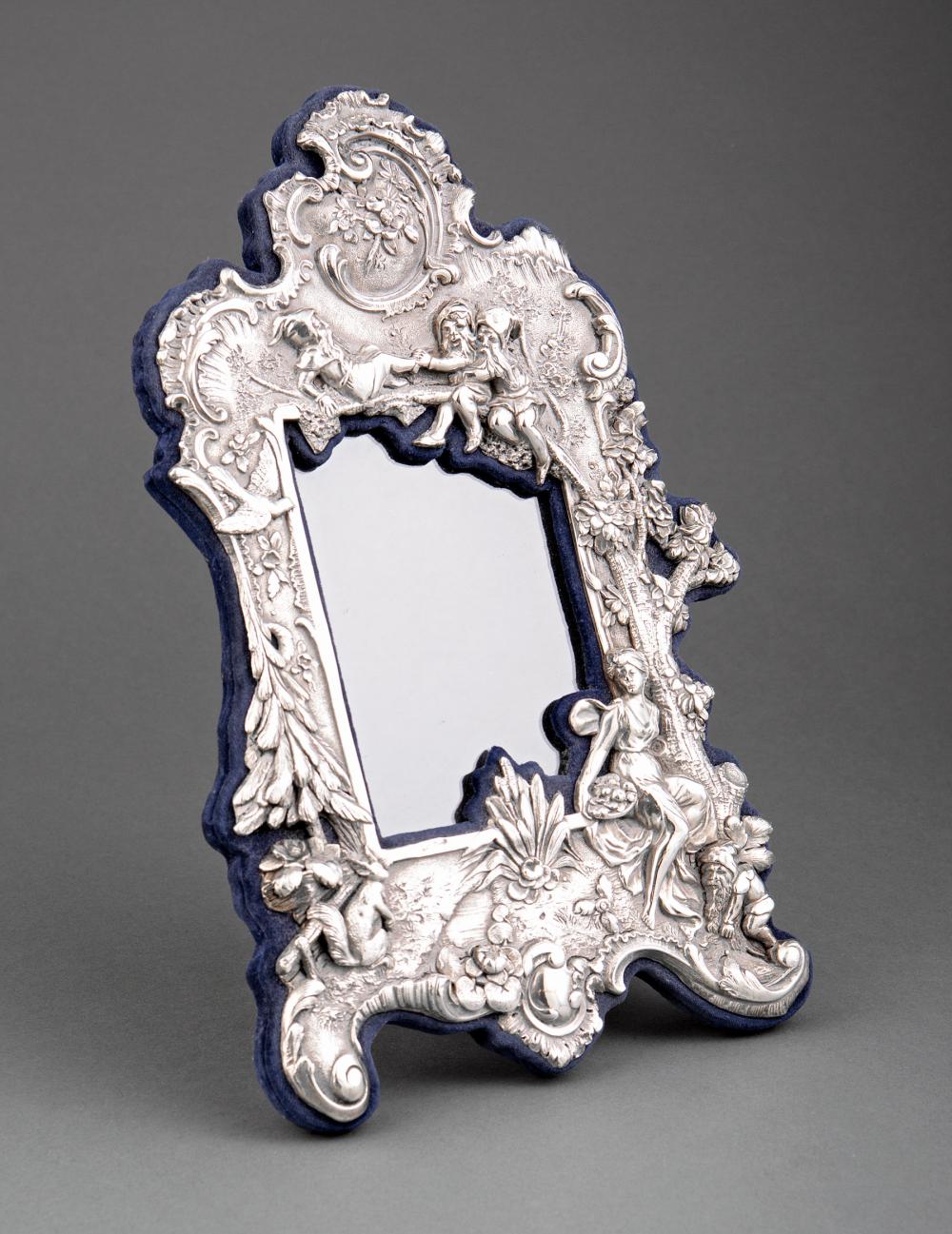 Appraisal: Good Sterling Silver-Mounted Picture Frame elaborately chased with gnomes a