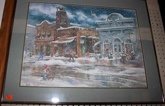 Appraisal: Judy Taylor Village Street in Winter color print signed lr