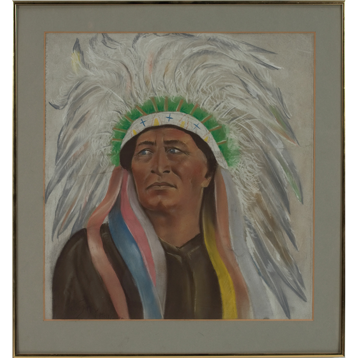 Appraisal: Carlo Wostry Italian American - ''Chief '' c pastel ''