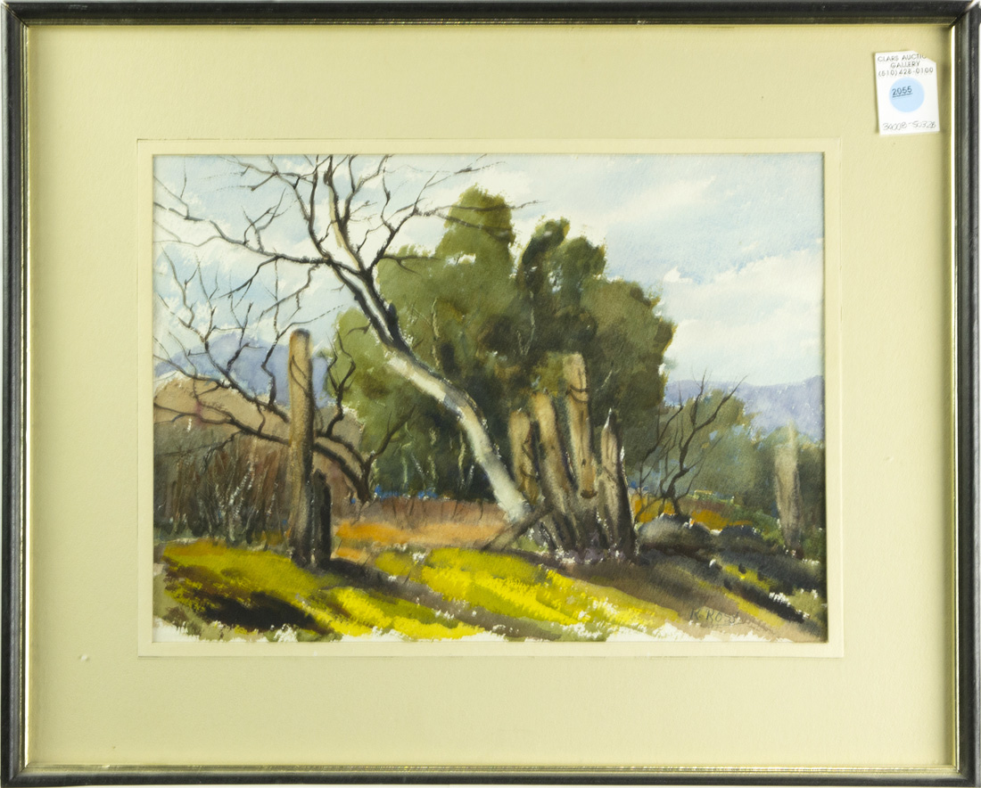 Appraisal: WATERCOLOR R ROSS R Ross American th century Tree Trunks