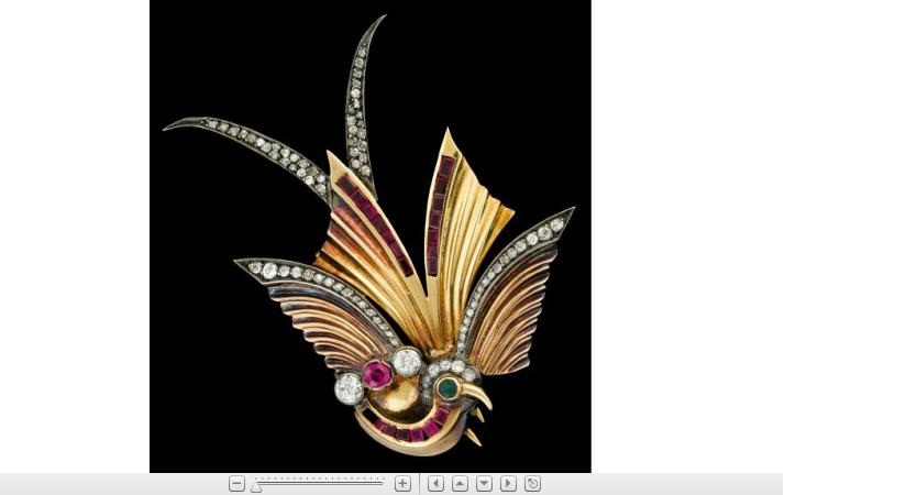 Appraisal: karat yellow gold diamond and ruby bird broochWings and tail