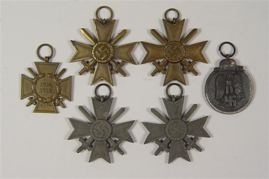 Appraisal: Six WWI WWII German Medals Hindenberg Cross with swords two