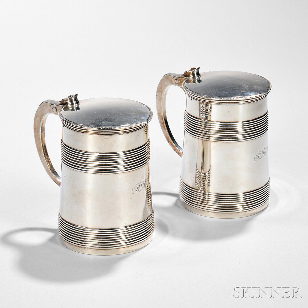 Appraisal: Two George III Sterling Silver Tankards London - Augustin Le