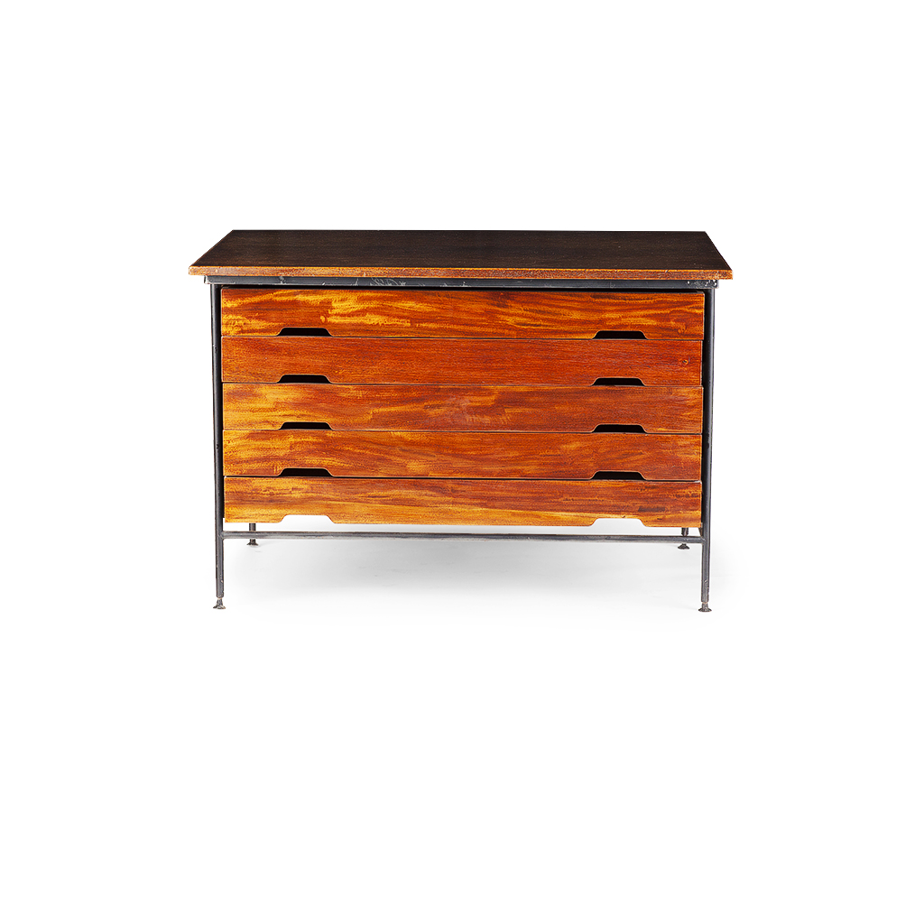 Appraisal: ROBERT MATTHEWS HARDWOOD PLAN CHEST CIRCA with rectangular top above