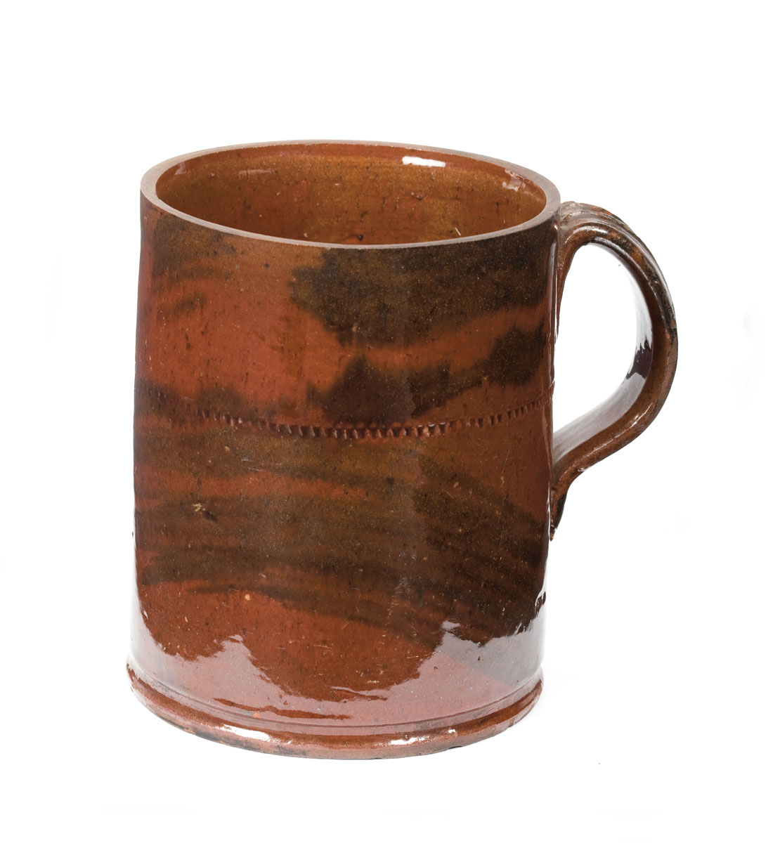 Appraisal: GLAZED REDWARE QUART MUG PENNSYLVANIA OR NEW ENGLAND EARLY NINETEENTH