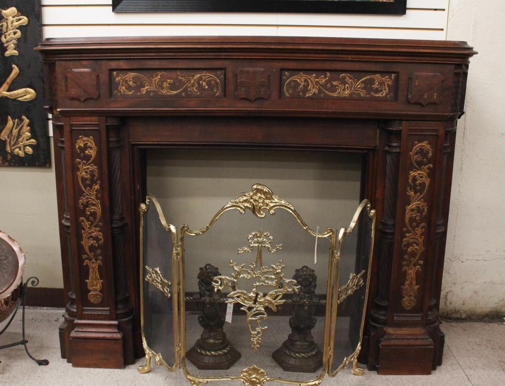 Appraisal: VICTORIAN WALNUT FIREPLACE SURROUND American th century H x W