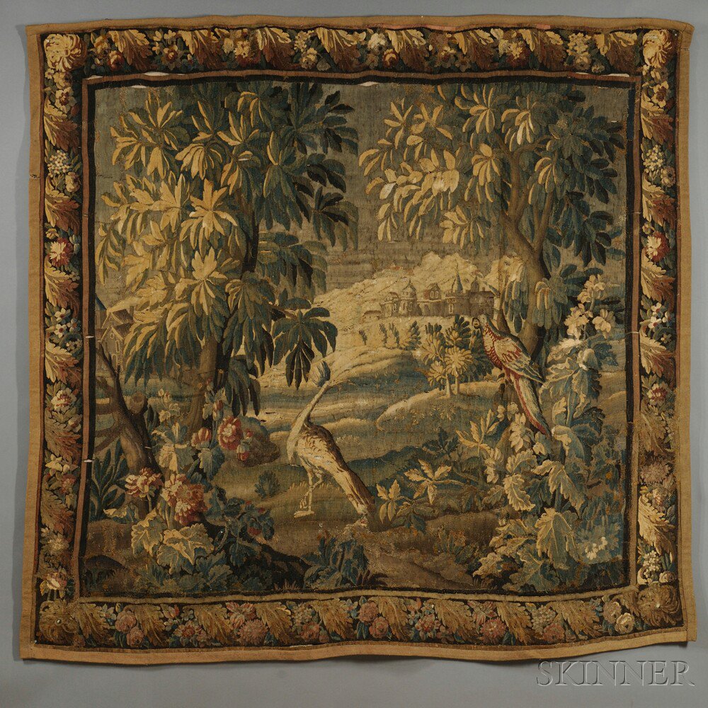 Appraisal: Verdure Tapestry Flanders th th century woven polychrome wool depicting