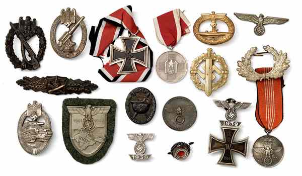 Appraisal: German WWII Assorted Medals Lot of Fifteen Lot includes WWI