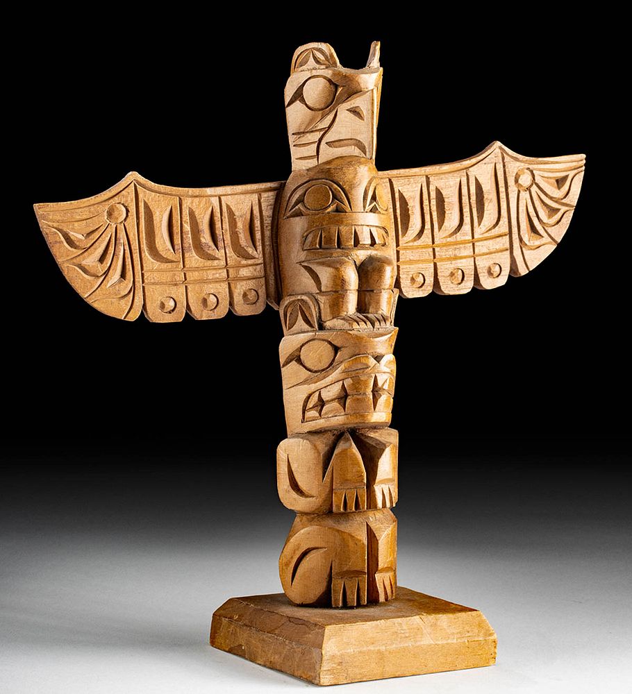 Appraisal: Northwest Coast Salish Wood Totem - Dan Campbell s Native