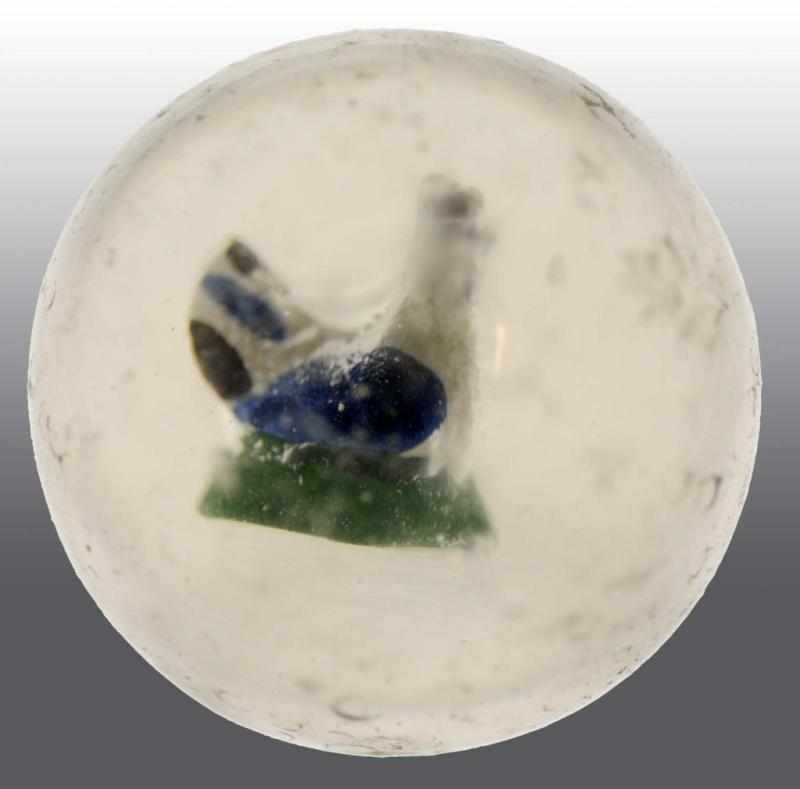 Appraisal: Tri-Color Painted Hen Sulfide Marble Description Great paint on figure