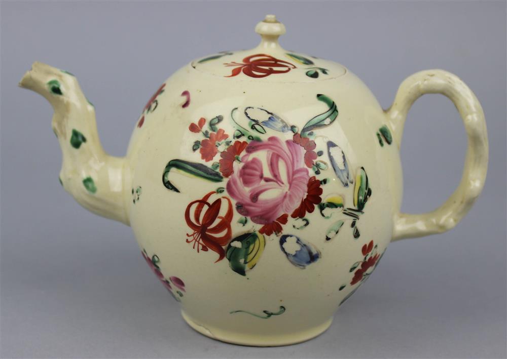 Appraisal: ENGLISH CREAMWARE TEAPOT AND COVER ca probably Leeds globular with