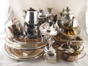 Appraisal: A large quantity of silver plated hollowware including a teaset