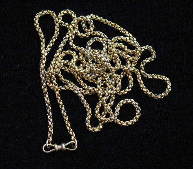 Appraisal: A VICTORIAN CT YELLOW GOLD GUARD CHAIN of fancy belcher