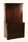 Appraisal: DESK - Circa two-part fall front mahogany desk Molded crest