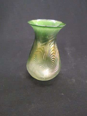 Appraisal: Loetz Art Glass Vase Spiraloptisch wavy design on pinch green