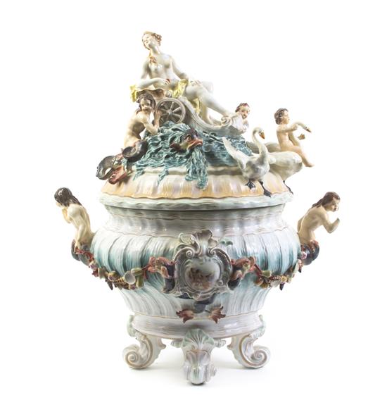 Appraisal: Sale Lot A Capodimonte Porcelain Punch Bowl and Cover the