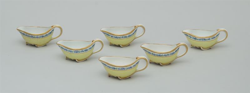 Appraisal: SET OF SIX VIENNA PORCELAIN INDIVIDUAL SAUCE BOATS With underglaze