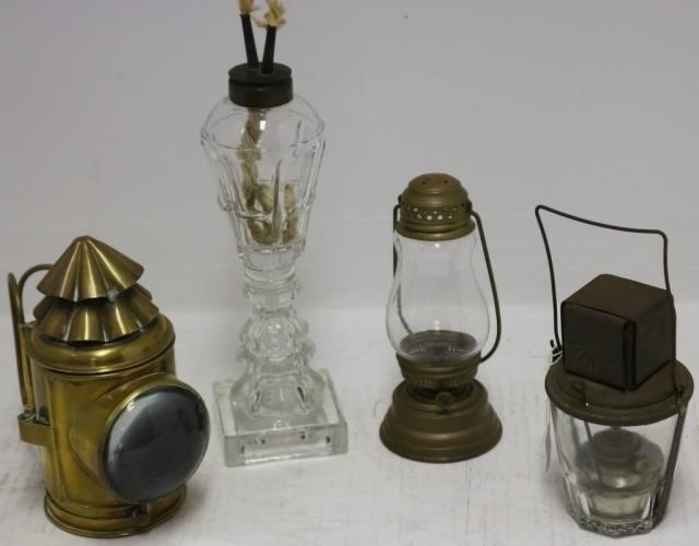 Appraisal: FOUR TH C LIGHTING DEVICES TO INCLUDE A BRASS POLICE