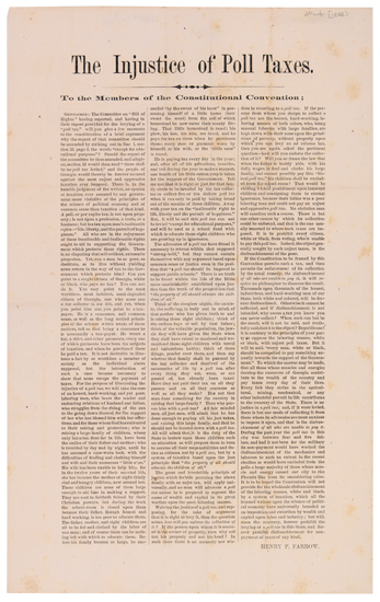 Appraisal: SLAVERY AND ABOLITION--RECONSTRUCTION FARROW HENRY P The Injustice of Poll