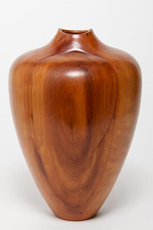 Appraisal: Jim Fazio Turned Wood Vase Hollow Form in Cherry Contemporary