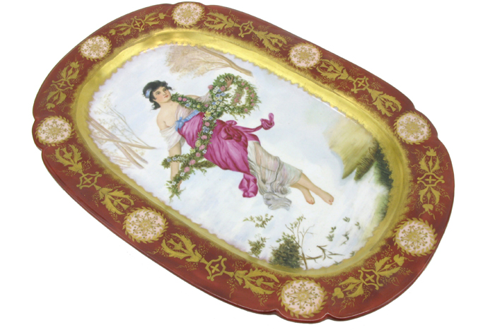 Appraisal: AN AMERICAN VICTORIAN PORCELAIN OVAL SERVING PLATTER Hand painted with