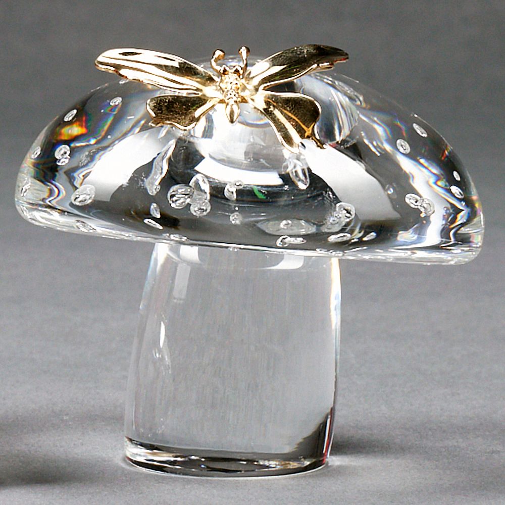 Appraisal: Steuben Crystal Mushroom w K Butterfly James Houston American -