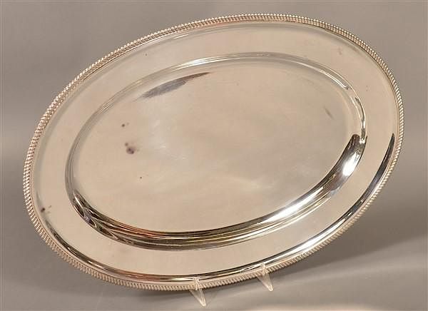 Appraisal: K Uyeda Silver Platter Gadrooned Border K Uyeda Tokyo Japan