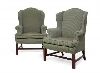 Appraisal: A PAIR OF GEORGE III STYLE WINGBACK CHAIRS A PAIR