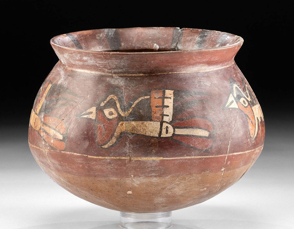 Appraisal: Nazca Polychrome Pottery Jar w Birds Crustacean Pre-Columbian South Coast