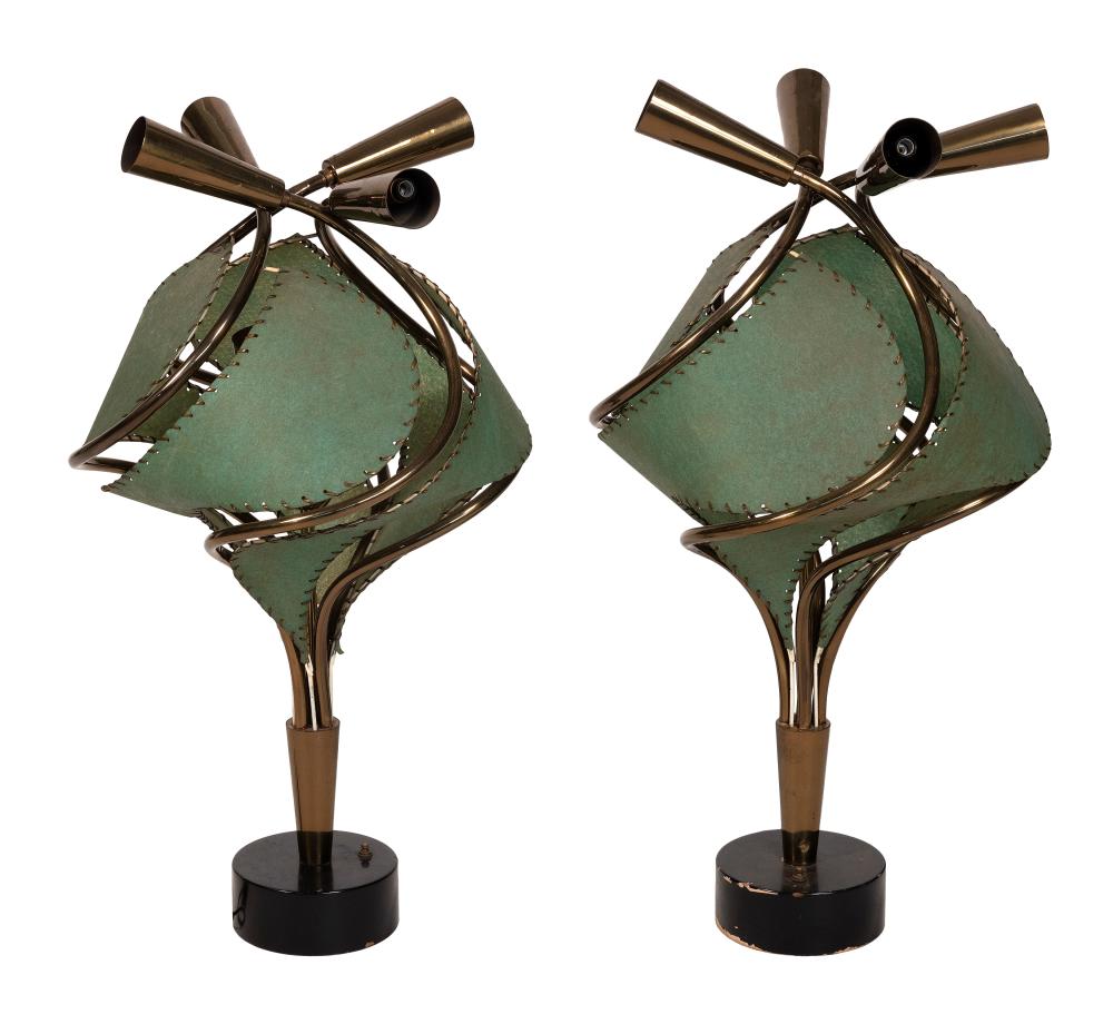 Appraisal: PAIR OF MID-CENTURY TABLE LAMPS HEIGHTS DIAMETERS APPROX PAIR OF