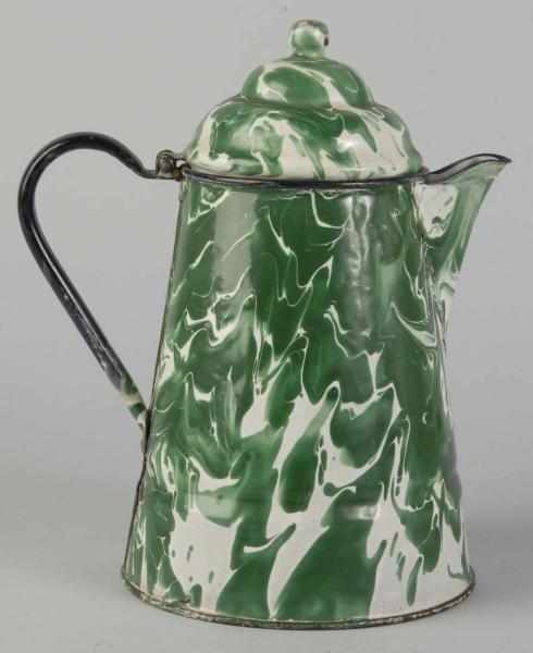 Appraisal: Graniteware Coffee Pot Description Green and white swirl pattern Intact