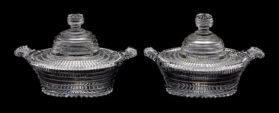 Appraisal: A Pair of Georgian Step Cut Covered Dishes Height x