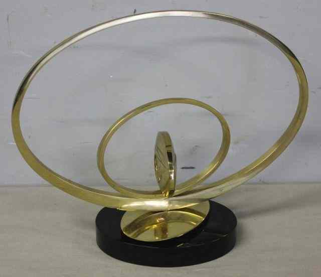 Appraisal: Midcentury Gilt Metal Sculpture on a Marble Base From a