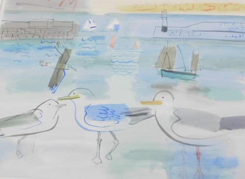 Appraisal: Howard thC School Seagulls in harbour watercolour signed and dated