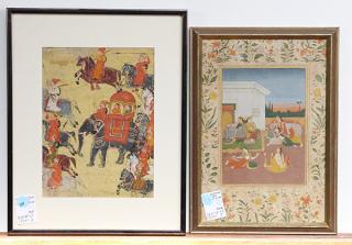 Appraisal: Two Indian Miniatures lot of East Indian illustrated miniatures ink