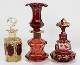 Appraisal: Moser Art Glass lot of Moser ruby glass scent bottles