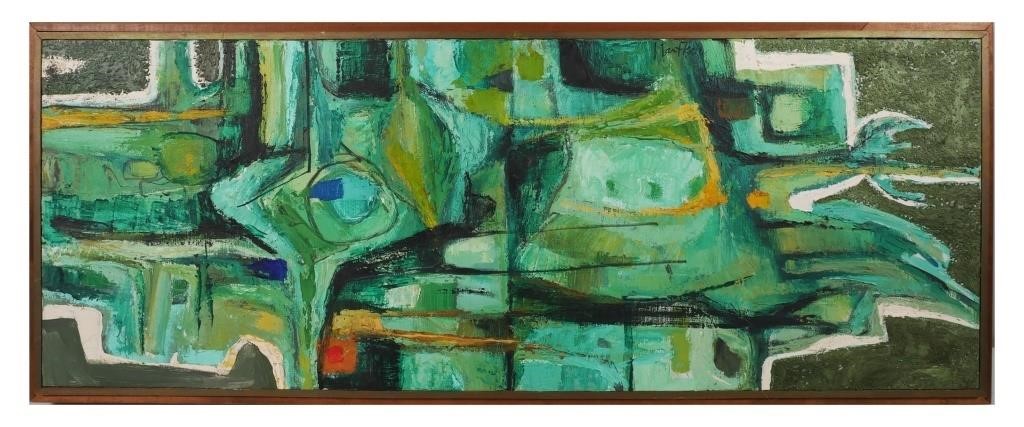 Appraisal: JOHN NARTKER American - Abstract oil on canvas in vivid