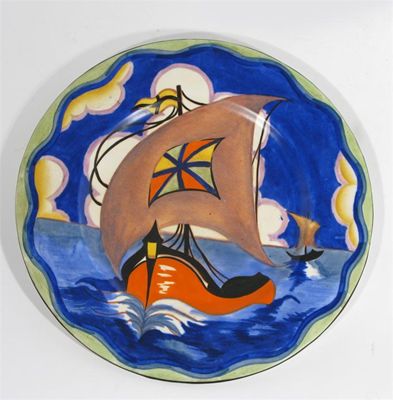 Appraisal: A Carlton Ware Handcraft plate boldly painted with a longboat